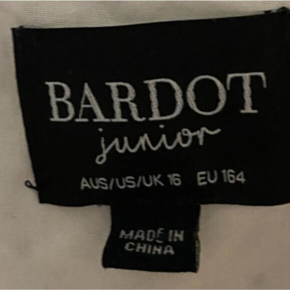 Bardot Junior White Eyelet Lace Cotton Dress Size 16 With Puff Sleeves & Back Zi - Picture 3 of 5